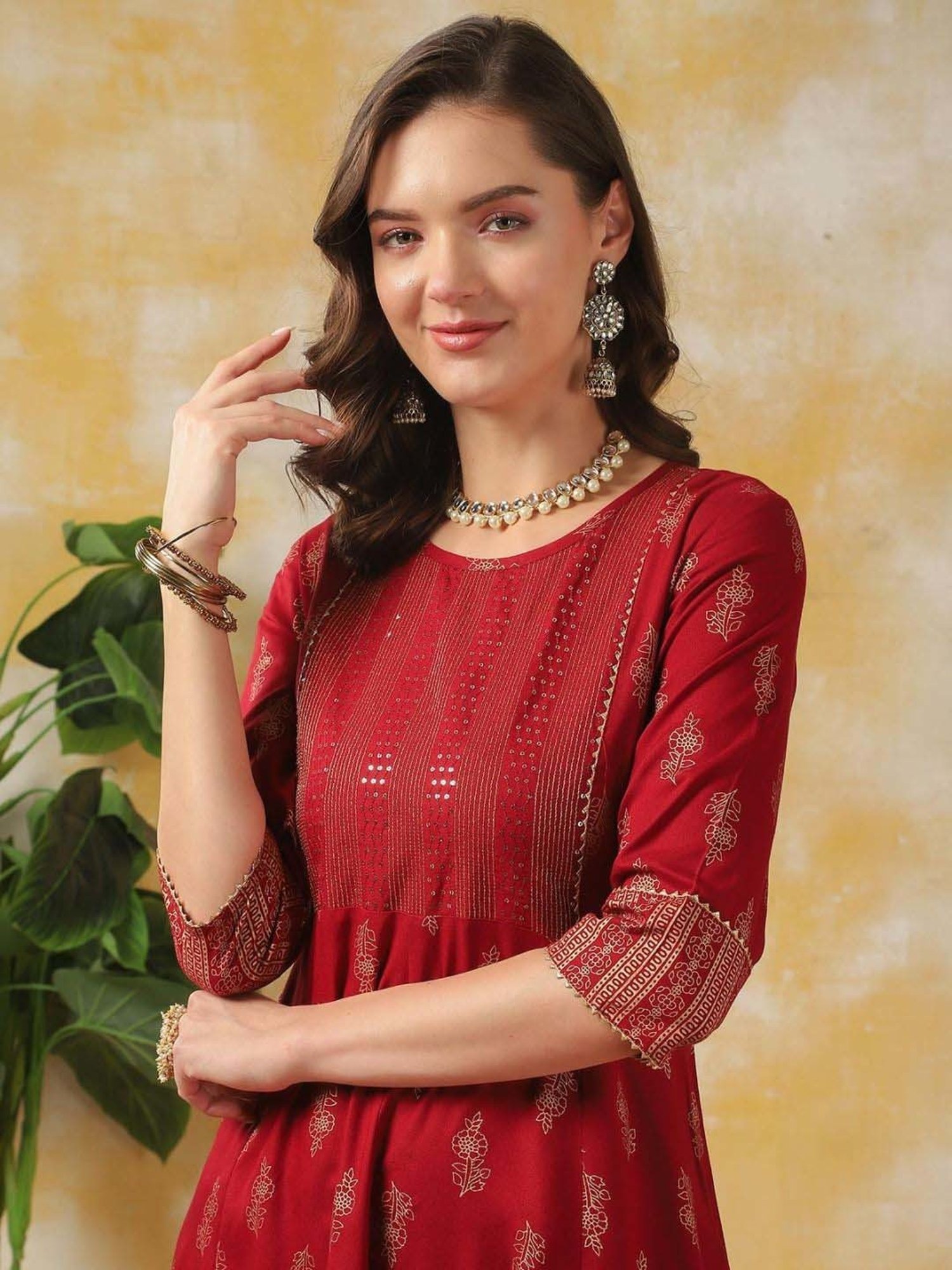 Rangita Maroon Embroidered Kurta Pant Set