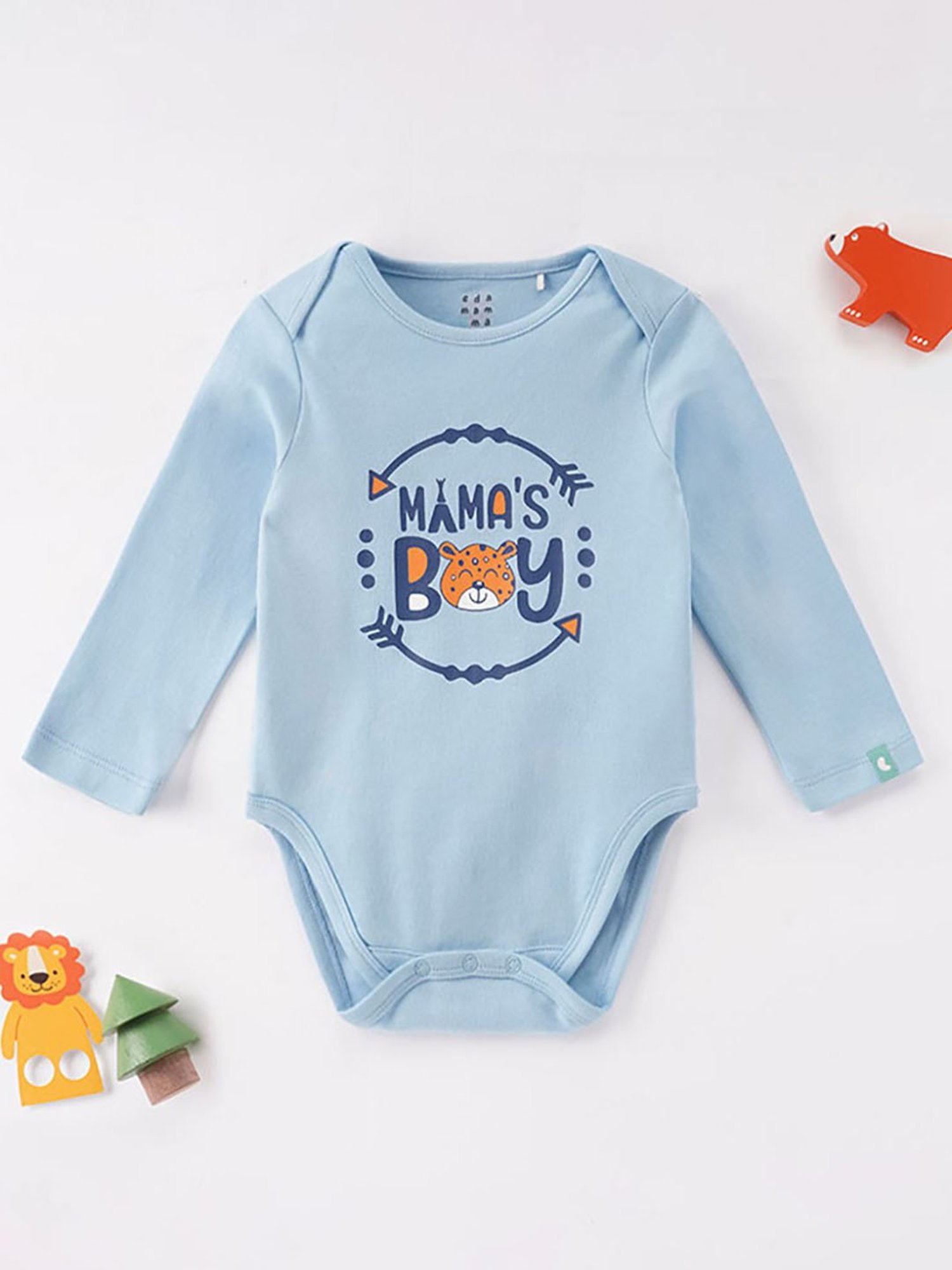 Ed-a-Mamma Baby Blue Printed Full Sleeves Bodysuit
