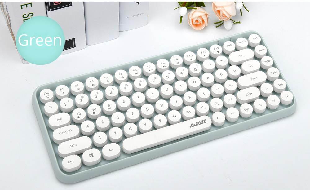 Ajazz 308i Multi-Device Steam Punk Retro Round Keycap Universal Bluetooth Wireless Keyboard For Phone Tablet Notebook