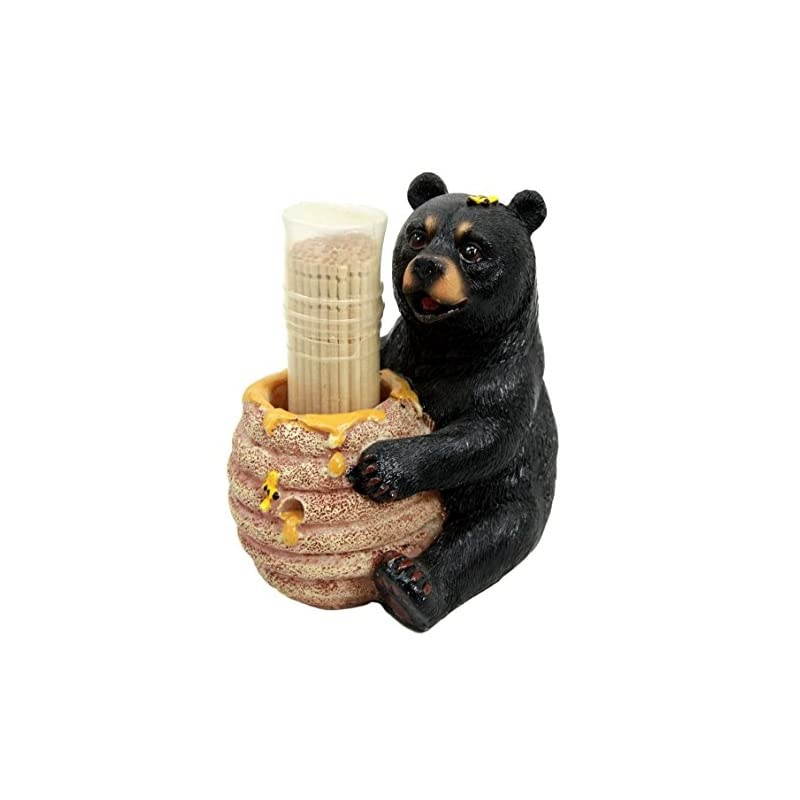 Honey Black Bear With Bee Hive Toothpick Holder Statue With Toothpicks Honeycomb Bear With Bee Hive Pot Figurine
