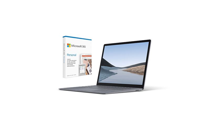 Microsoft Surface Laptop 3 VALUE BUNDLE 13.5" Intel Core i5 8GB RAM 128GB SSD Platinum Alcantara+ Microsoft 365 Personal 1 Yr Subscription For 1 User