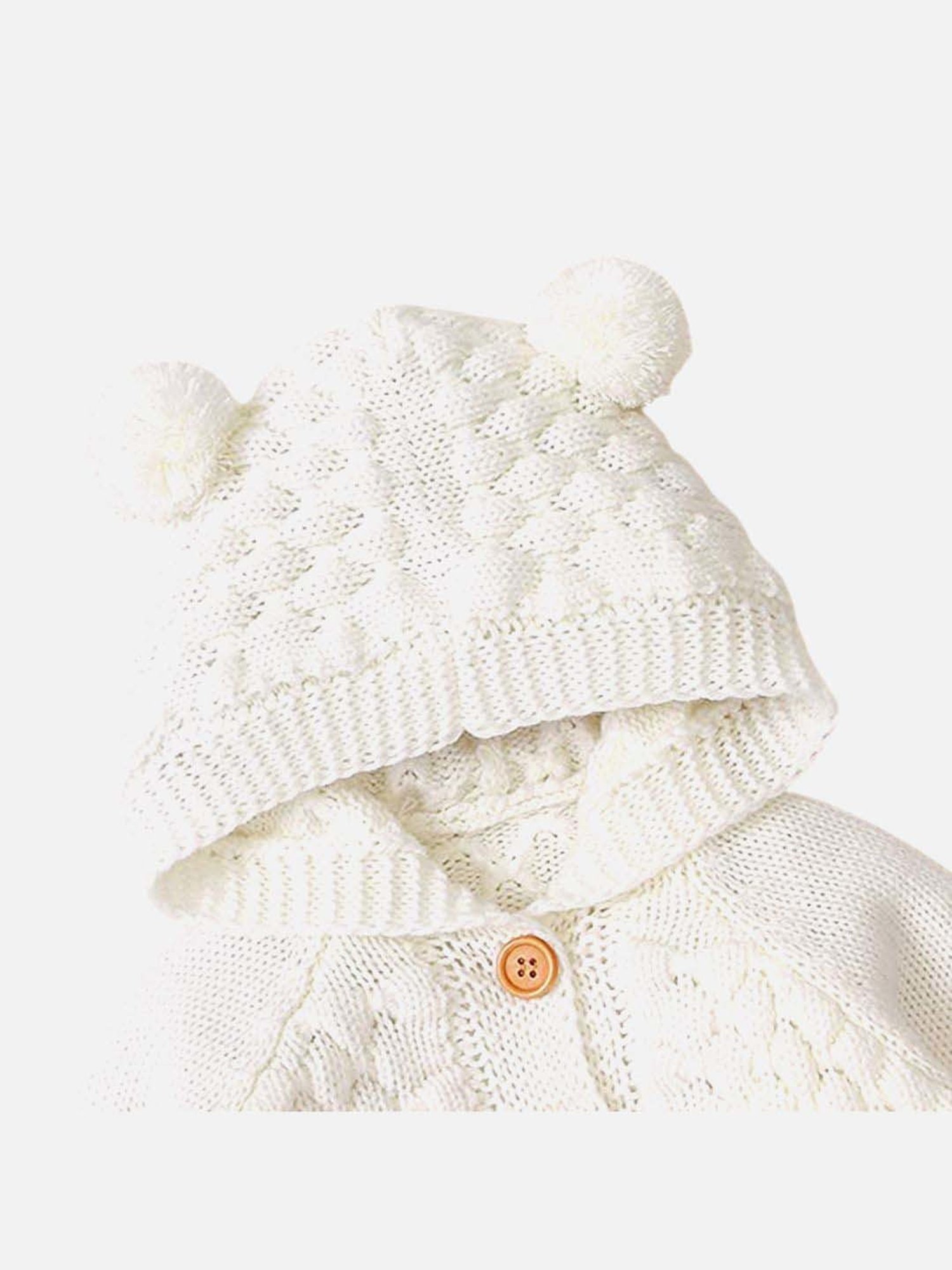 Little Surprise Box White Textured Pattern Full Sleeves Cardigan