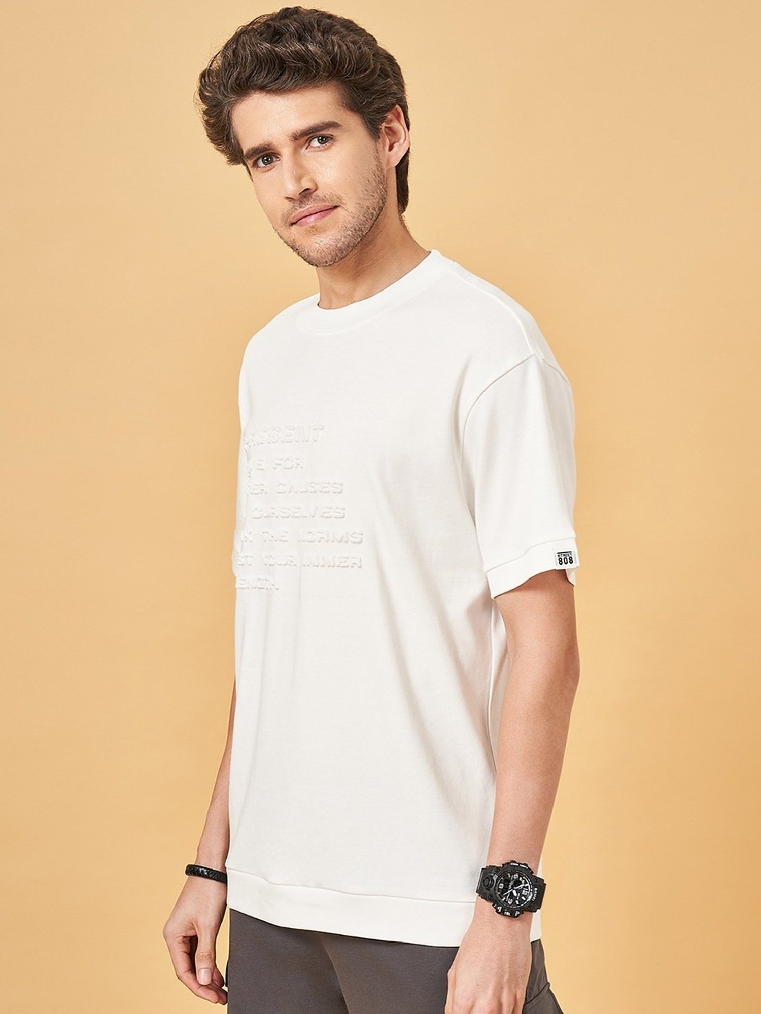 Street 808 By Pantaloons Snow White Boxy Fit T-Shirt