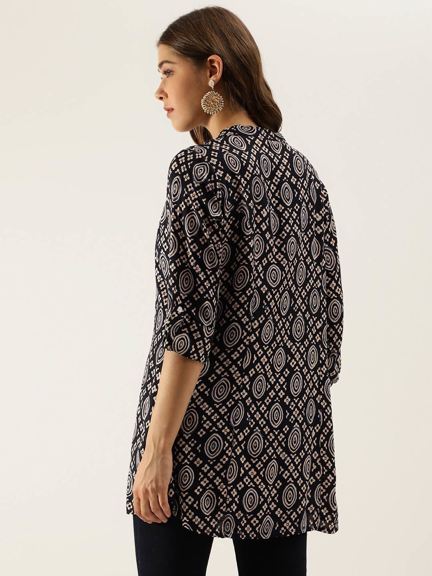 Divena Dark Navy Printed Top