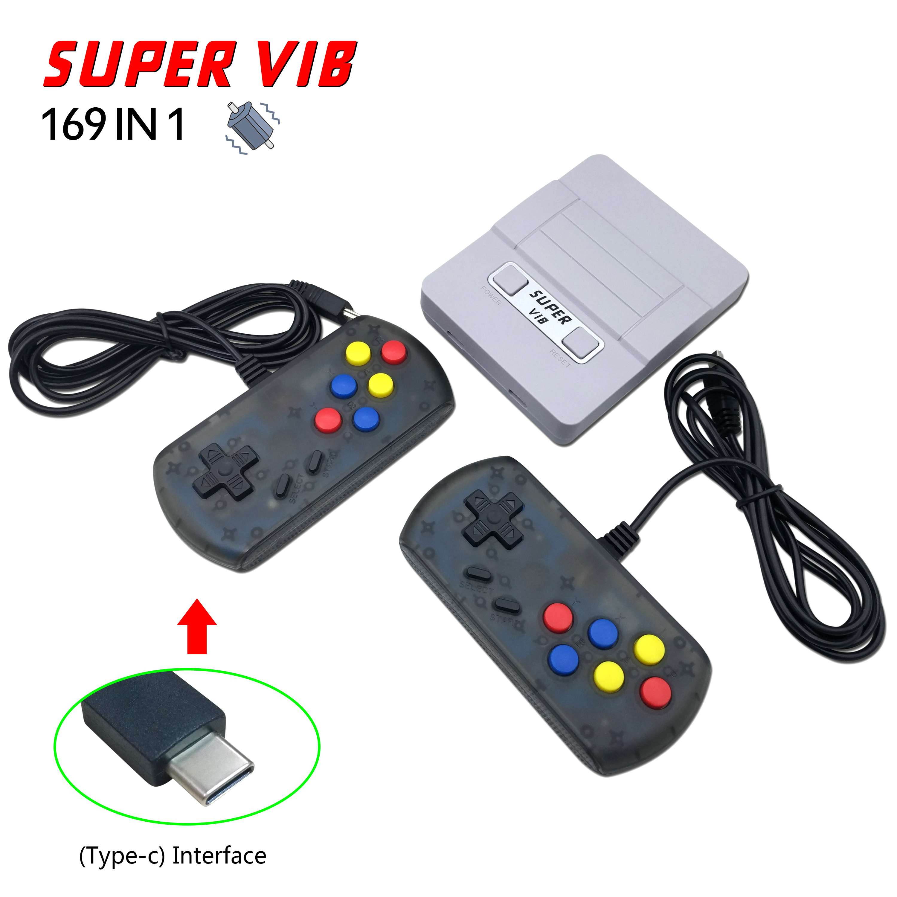 Super vib-tv vibrating handle SNES video game machine vibration game red and white machine FC home game machine (128M)