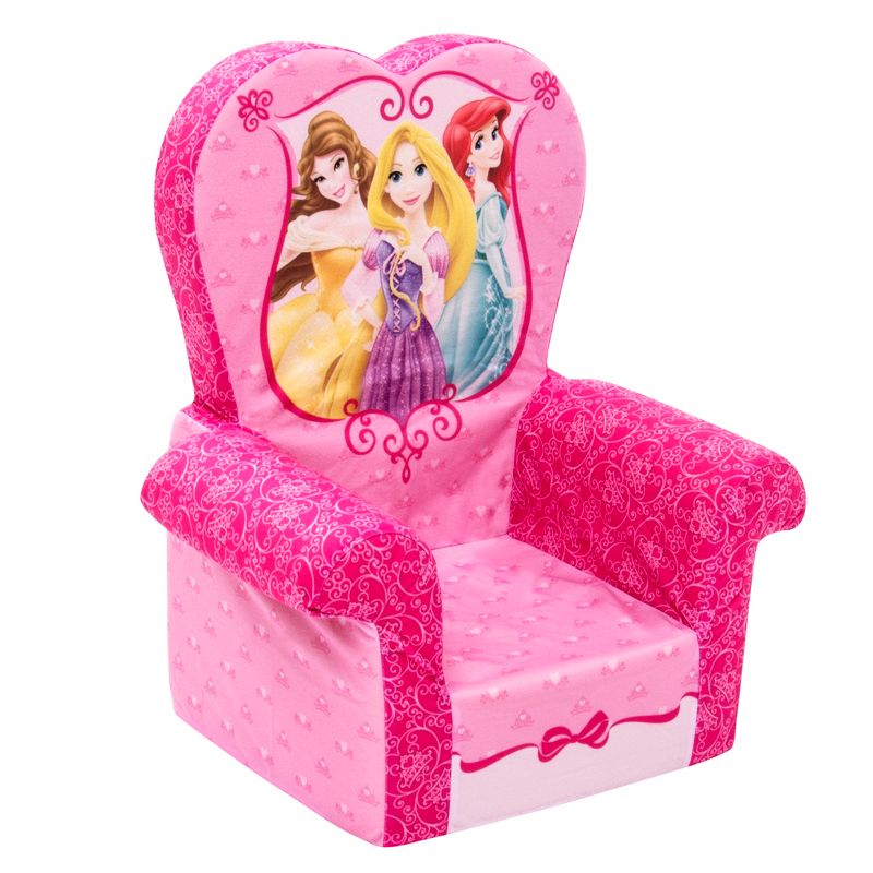 Marshmallow Furniture Comfy Foam Toddler Chair Kid's Furniture for Ages 2 Years Old and Up, Disney Princess Themed, Pink