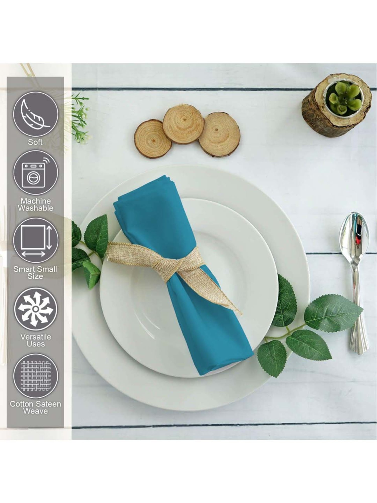Pizuna Blue Cotton 400 TC Napkins - Set of 8