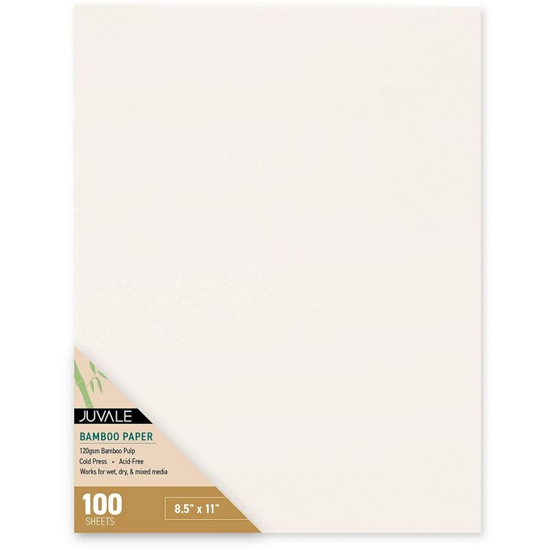 Juvale 100 Sheet 8.5 x 11 Inch Bamboo Paper for Cold Press Art, Mixed Media, Painting, Drawing