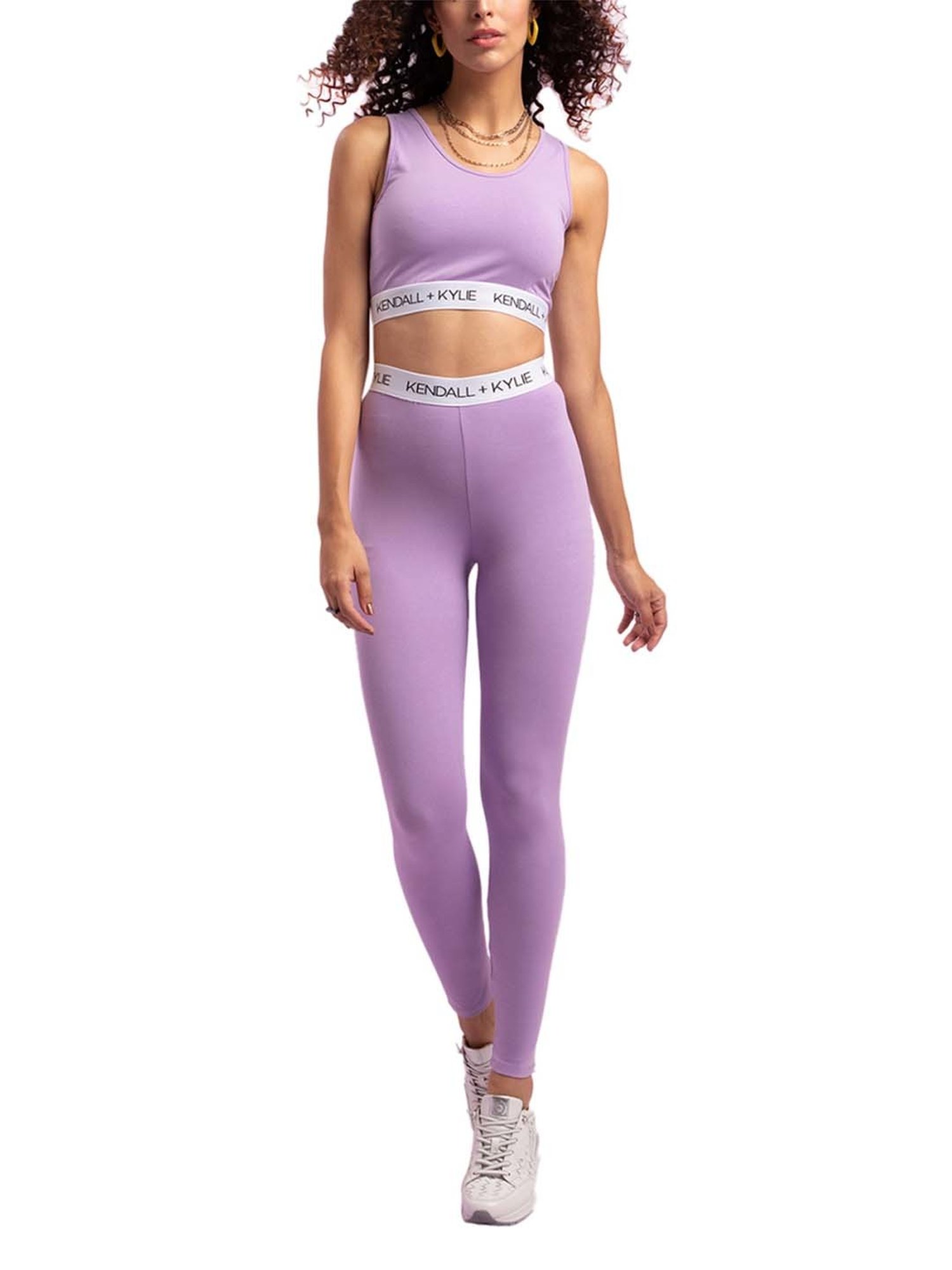 KENDALL + KYLIE Purple Cotton Sports Tights