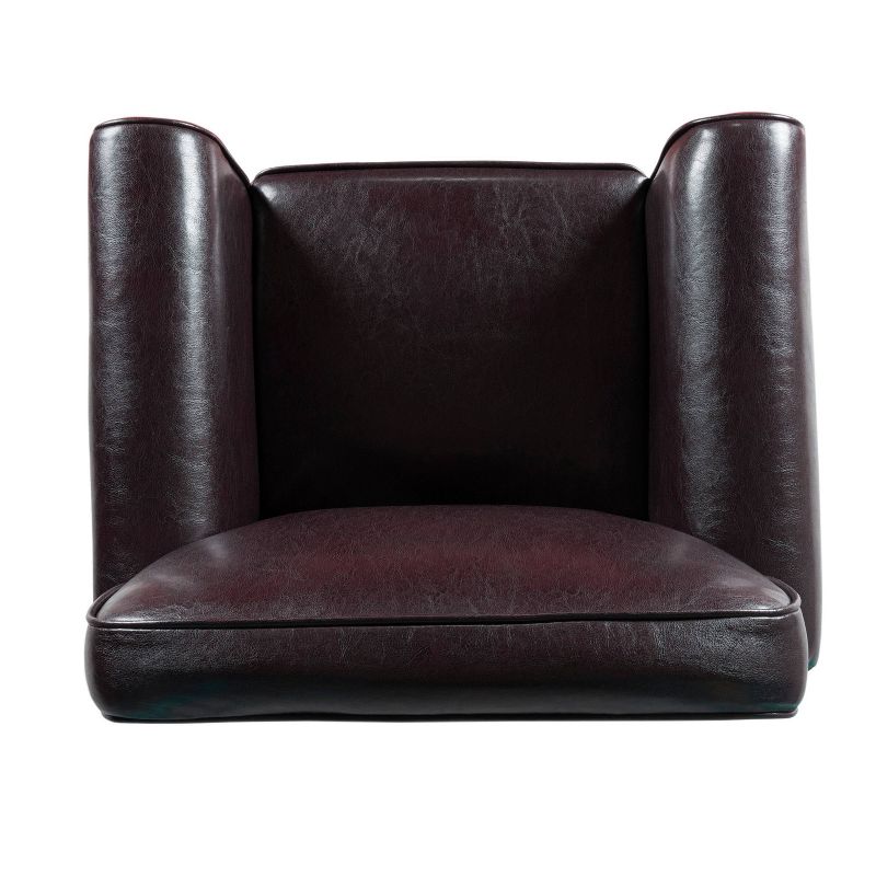Kids' Faux Leather Accent Chair with Rolled Arms Brown - Home Pop