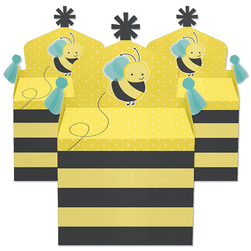 Big Dot of Happiness Pizza Party Time - Square Favor Gift Boxes - Baby Shower or Birthday Party Bow Boxes - Set of 12