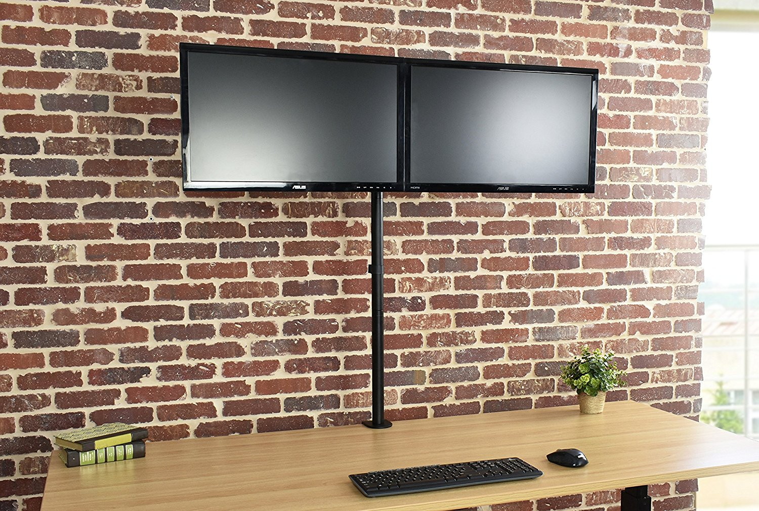 VIVO Dual LCD Monitor Desk Mount Stand Heavy Duty Fully Adjustable Fits 2 Screens up to 27" (STAND-V002)