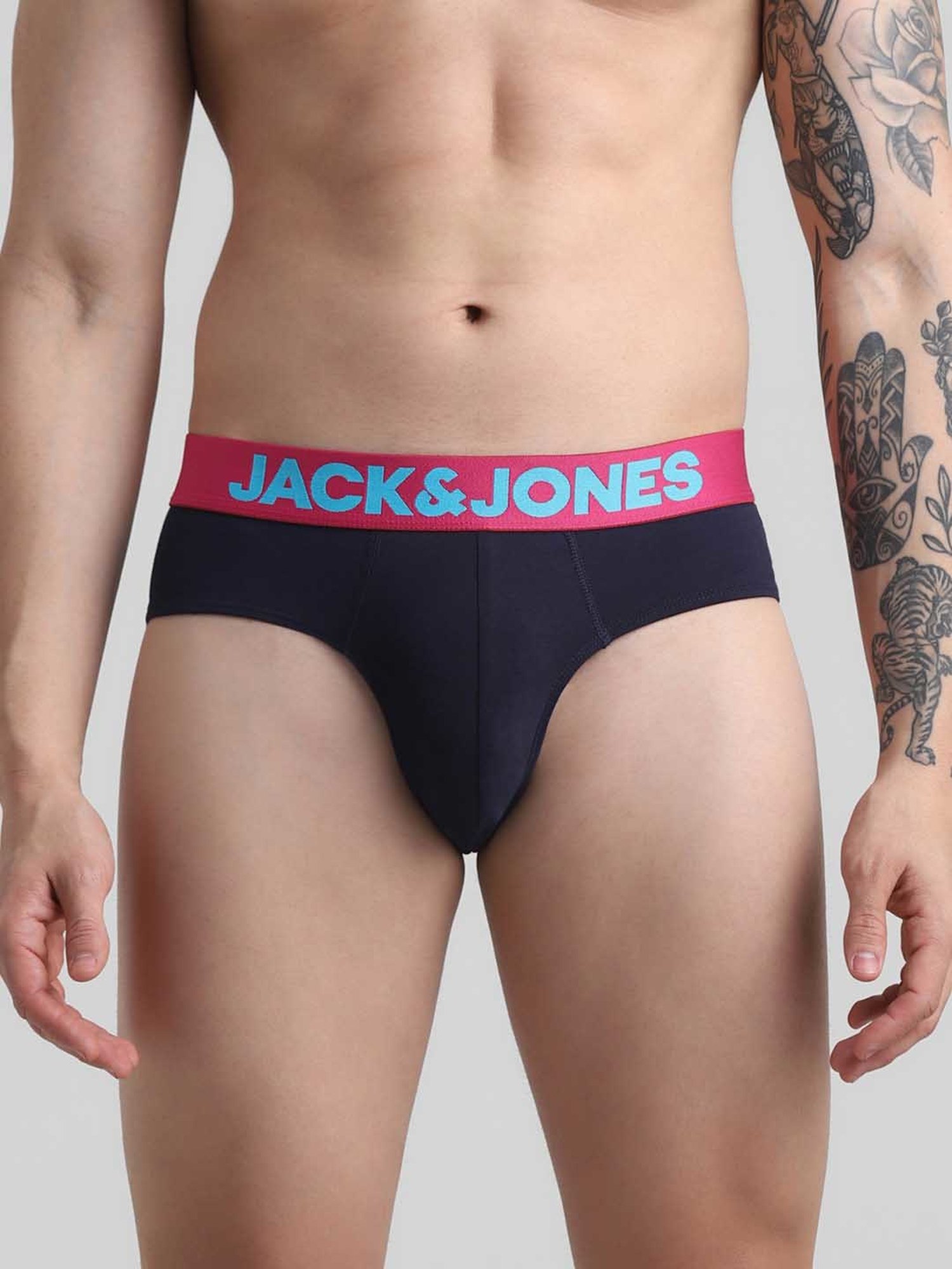 Jack & Jones Dark Grey & Navy Briefs - Pack of 2