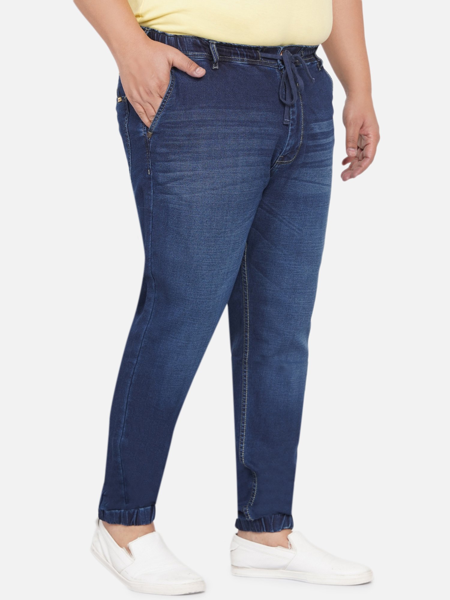John Pride Blue Regular Fit Plus Size Joggers Jeans