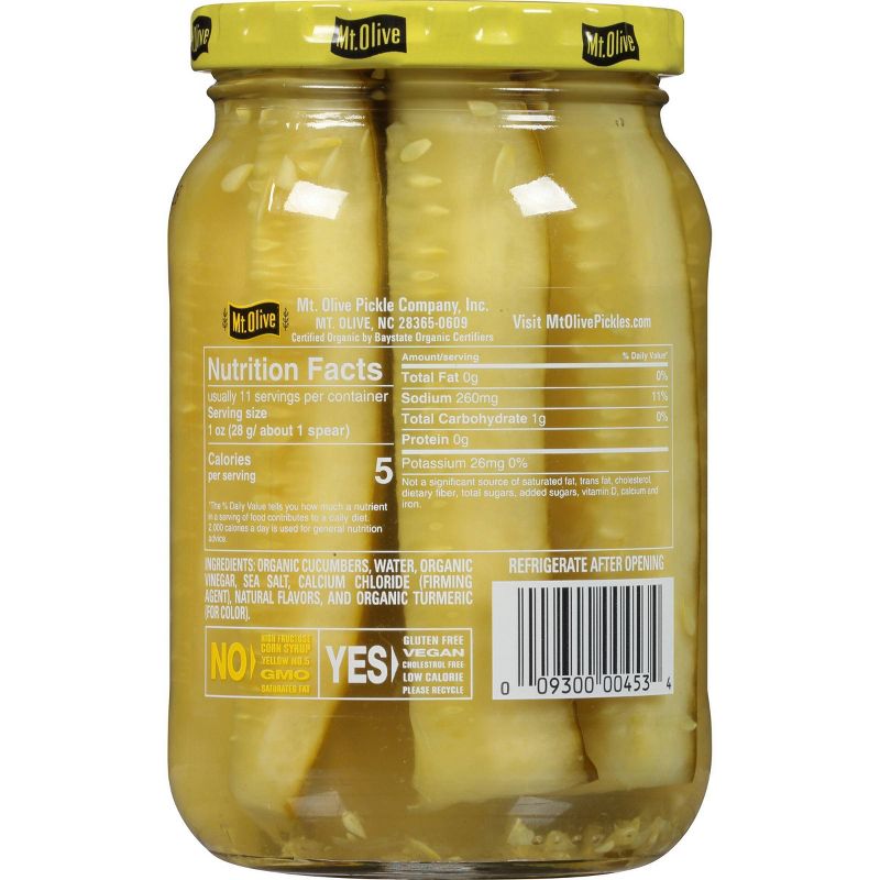 Mt. Olive Organic Kosher Dill Pickle Spears - 16 fl oz