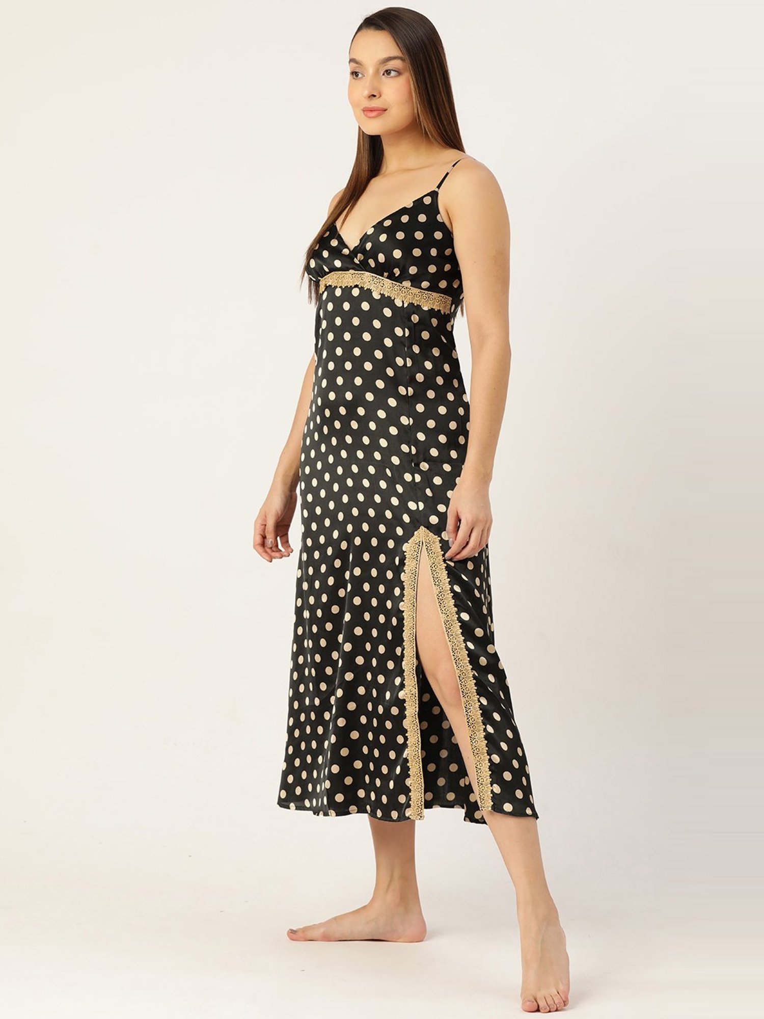 Ms.Lingies Black Printed Nighty