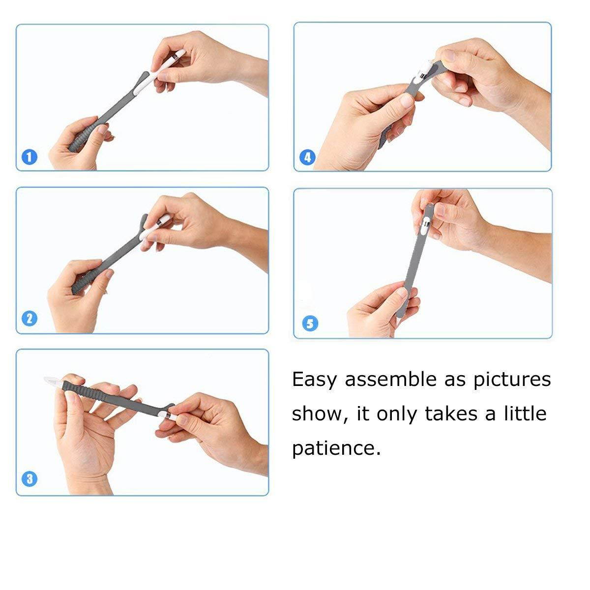 ColorCoral Silicone Holder for Apple Pencil and Zippered Case with USB Adapter Pouch for Apple Pencil Compatible with iPad Pro 9.7" 10.5" 12.9"