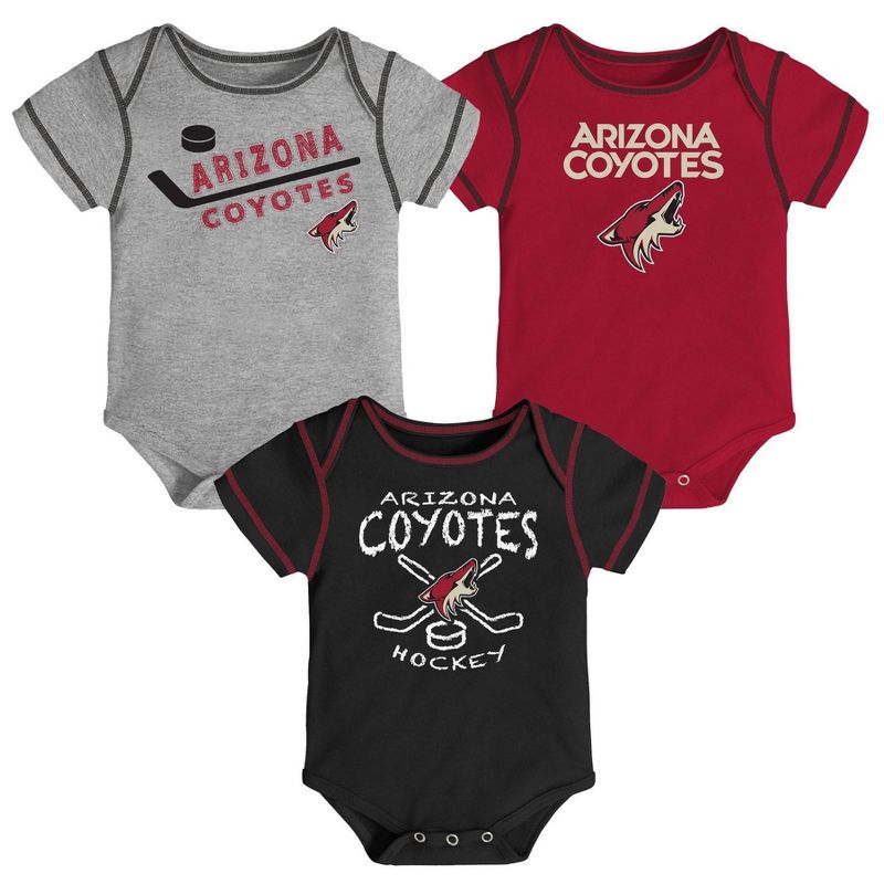 NHL Arizona Coyotes Baby Boys' Game Winner Bodysuit Set 3pk - 6-9M