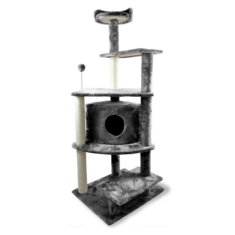 FurHaven Tiger Tough Platform House Playground - Gray