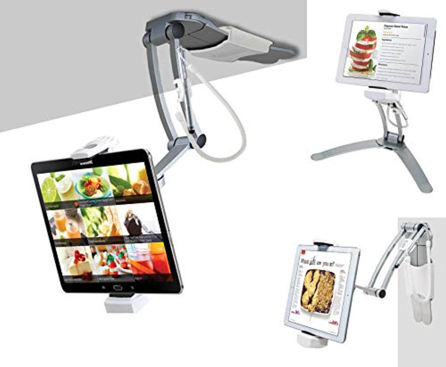 CTA Digital 2-in-1 Kitchen Mount Stand for 7-13 Inch Tablets / iPad Air/ iPad Pro 12.9 / Surface Pro (PAD-KMS)