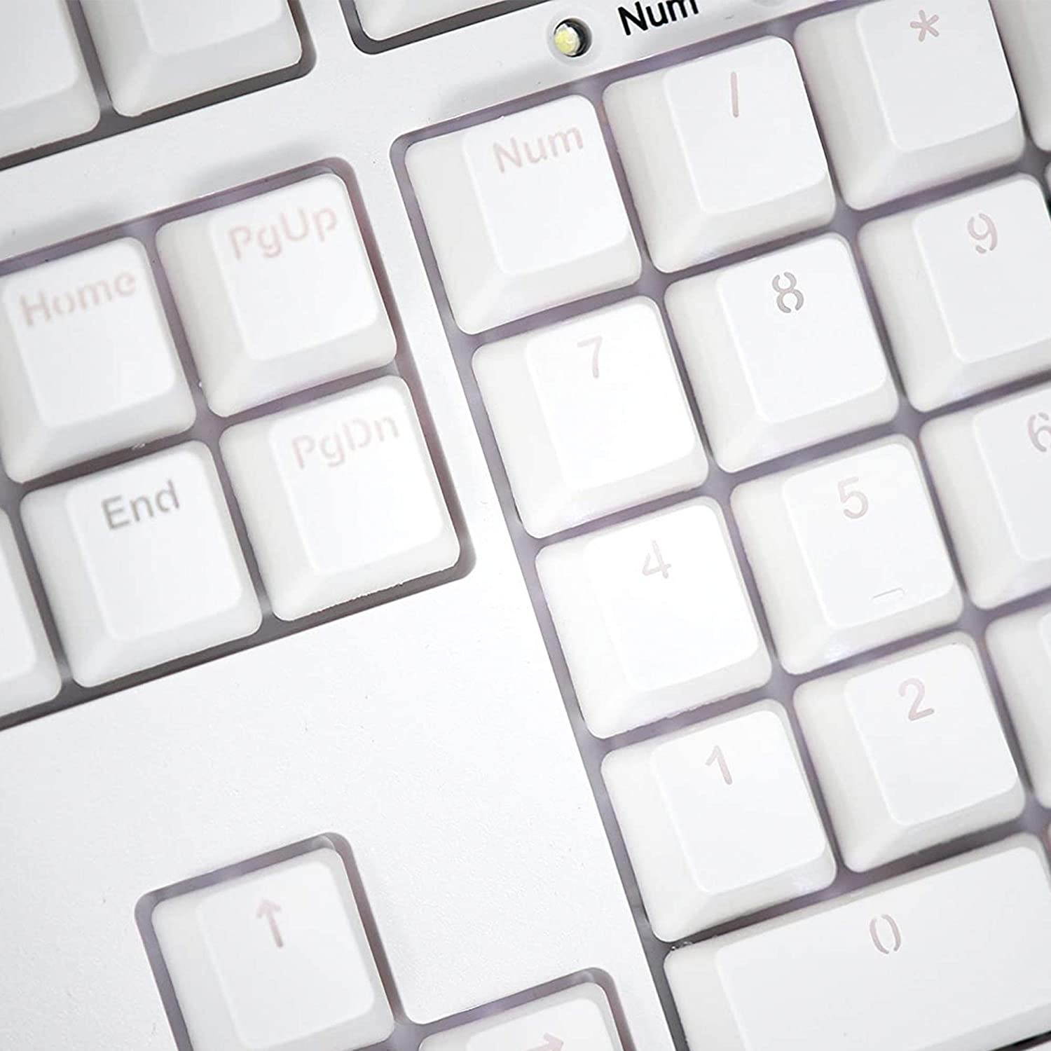 IKBC PBT Backlit Doubleshot 108 Keycap Set for Cherry MX Switch Mechanical Keyboard, Durable Cherry Keyset with 6U Space Bar and Crystal Clear Shine Design for Mechanical Keyboard, White Color