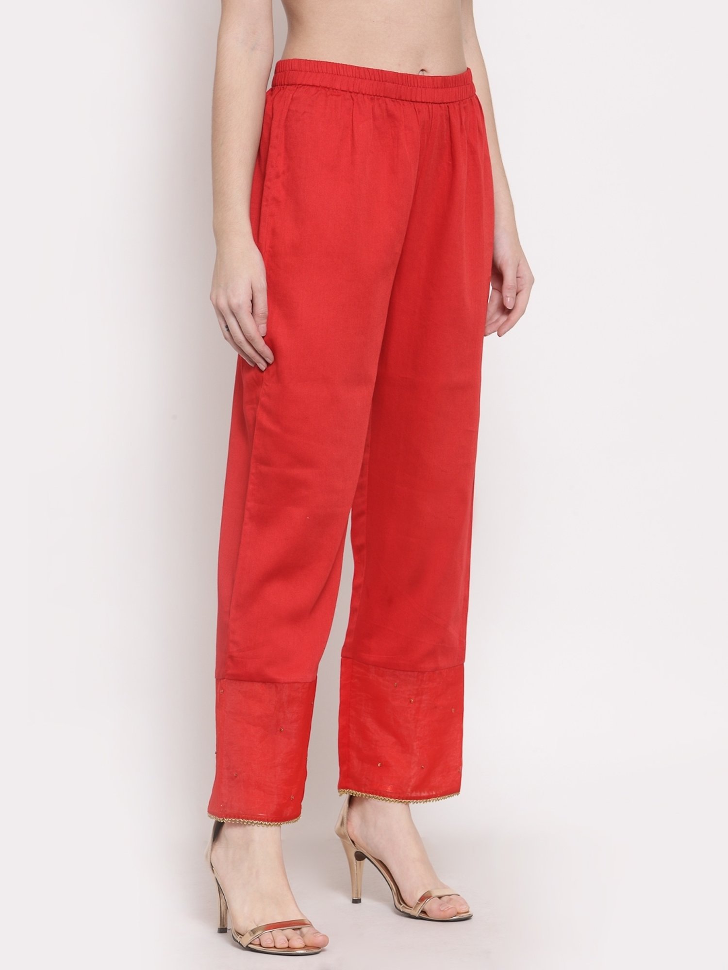 DART STUDIO Red Embroidered Palazzos
