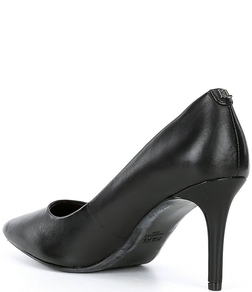 KARL LAGERFELD PARIS Royale Pointed Toe Leather Pumps