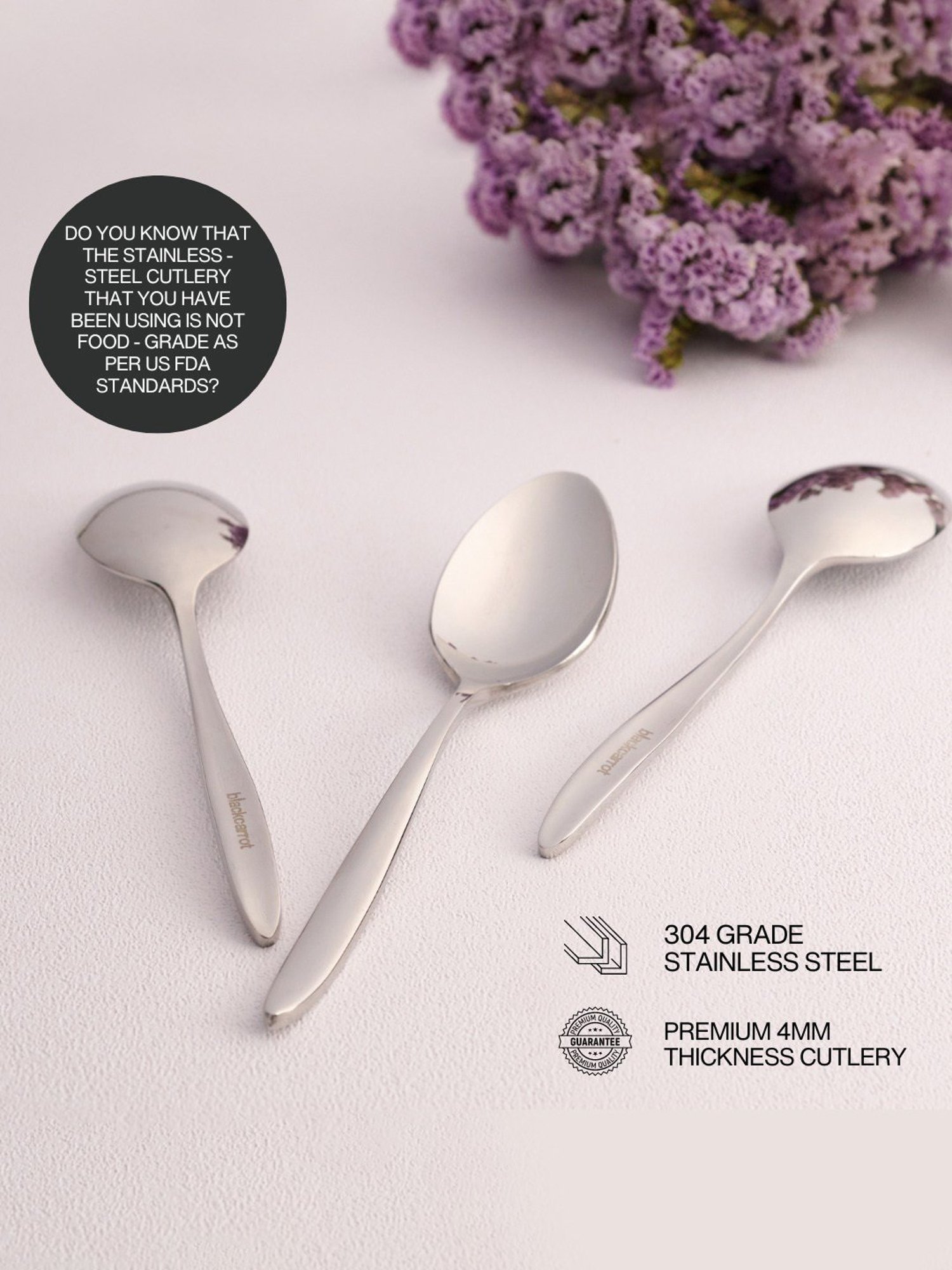 BlackCarrot Stainless Steel Spoon Set of 3