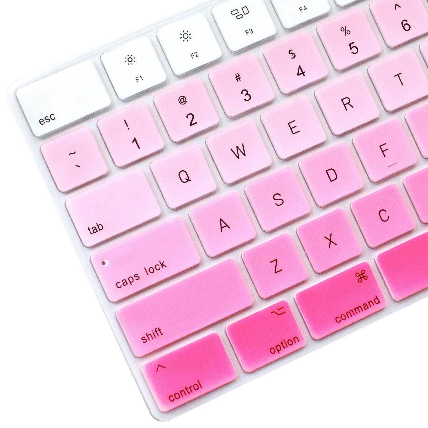 ProElife Ultra Thin Full Size Silicone Keyboard Protective Cover Skin with Numeric Keypad for Apple Newest iMac Magic Keyboard with Numeric Keypad MQ052LL/A 2017 Version US Layout (Ombre Pink)
