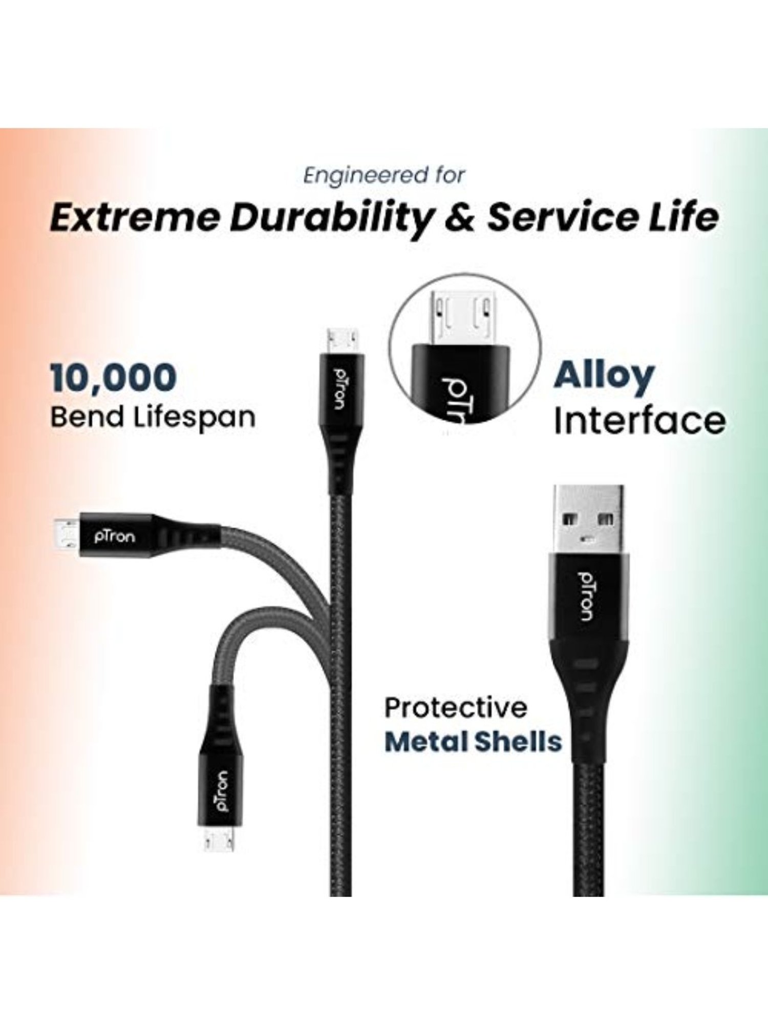 PTron Solero MB301 3A Micro USB Data & Charging Cable, 1.5 Mtr Long for Micro USB Devices (Black)