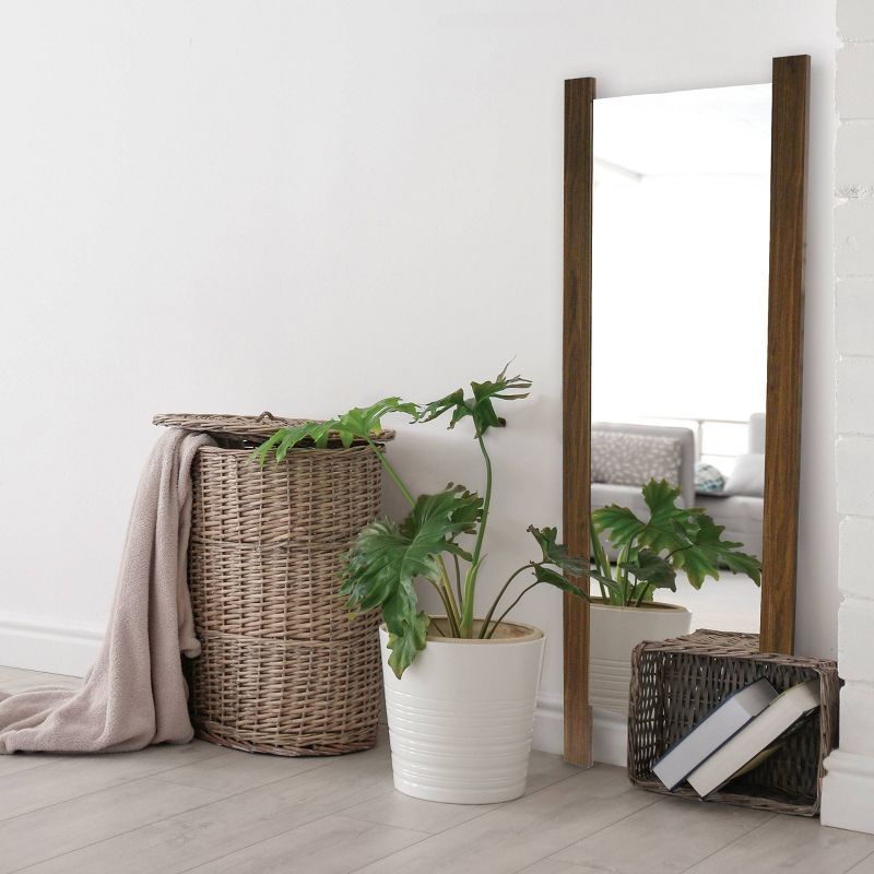 30" x 66" Dove Graywash Framed Full Length Floor/Leaner Mirror - Amanti Art