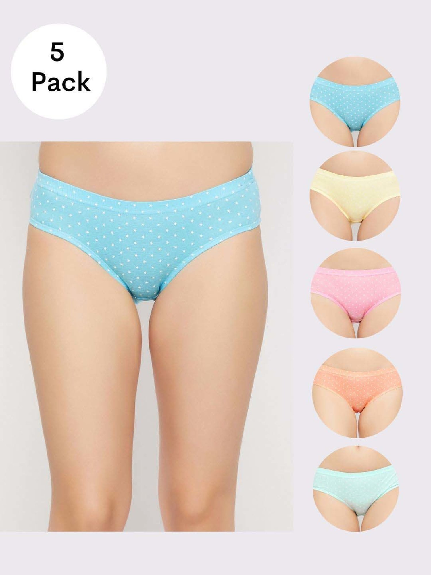 Secrets By ZeroKaata Assorted Cotton Printed Hipster Panties - Pack Of 5