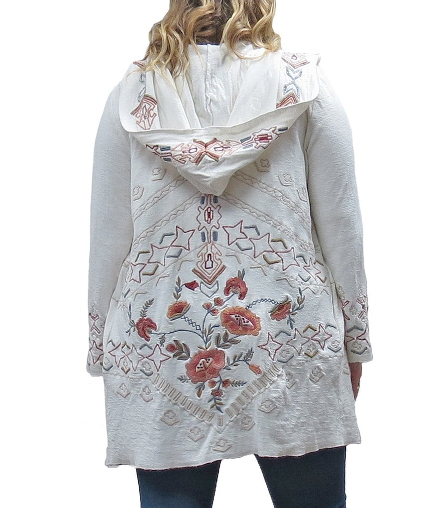 Karyn Seo Plus Size Billie Drape Front Embroidered Cardigan Jacket