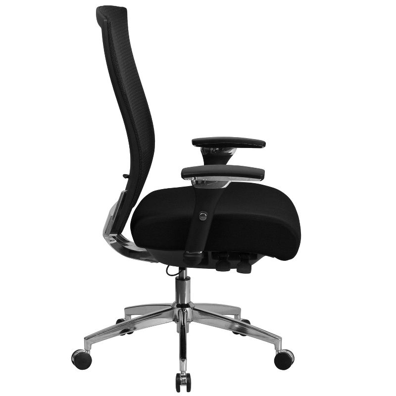 47.5" Fabric Multi function Executive Swivel Ergonomic Office Chair with Seat Slider & Lumbar Black - Riverstone Furniture