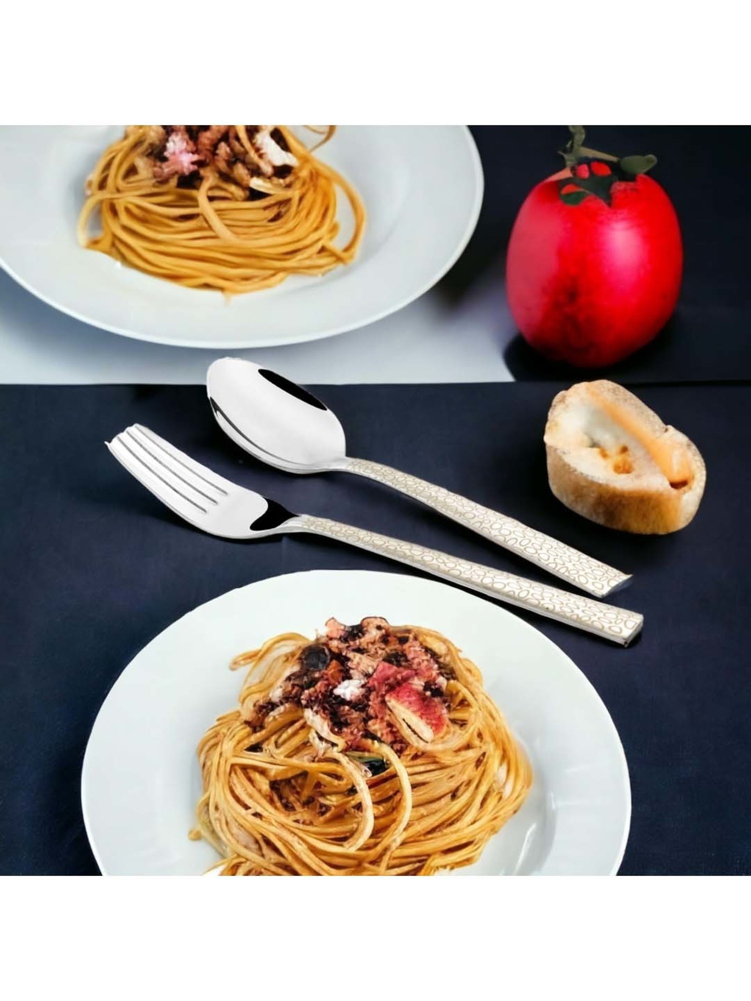 FnS Pebble Silver Stainless Steel Cutlery - Set of 12