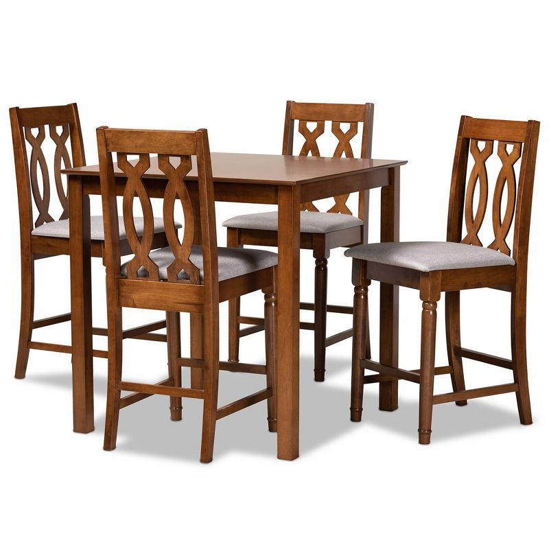 3pc Sanford Tan Wood Dining Nook Set Walnut Brown - Baxton Studio
