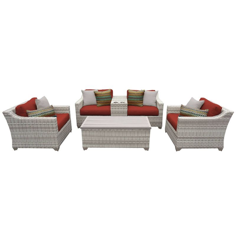 Fairmont 6pc Patio Sectional Seating Set with Cushions - Terracotta - TK Classics