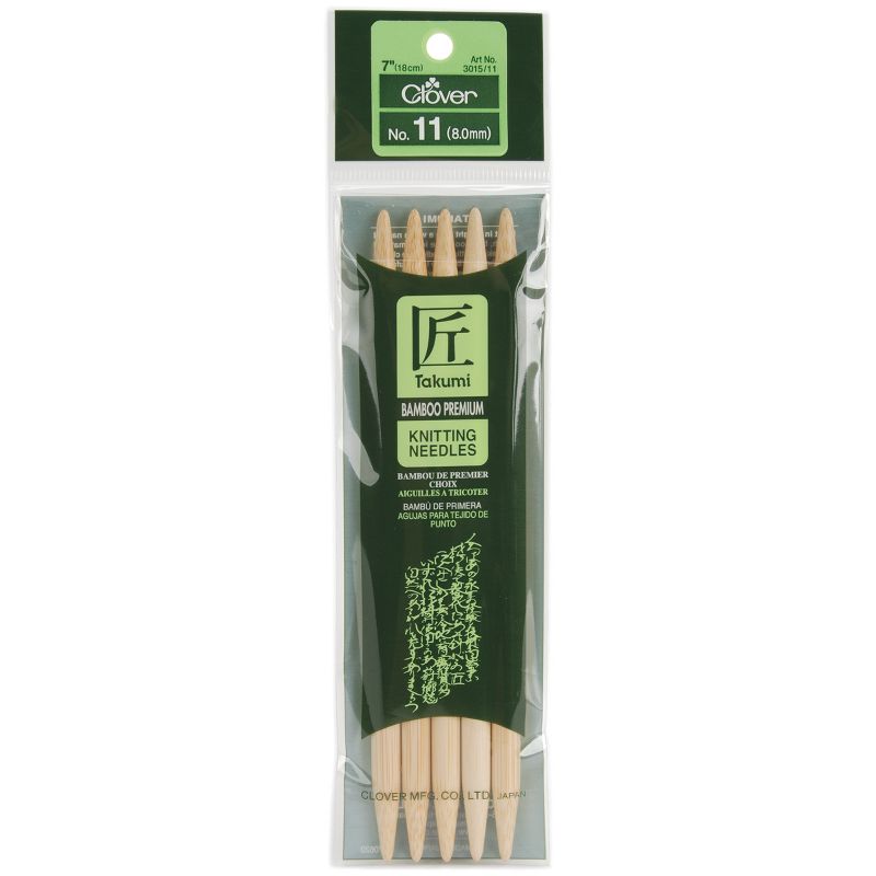 Takumi Bamboo Double Point Knitting Needles 7" 5/Pkg-Size 11/8mm