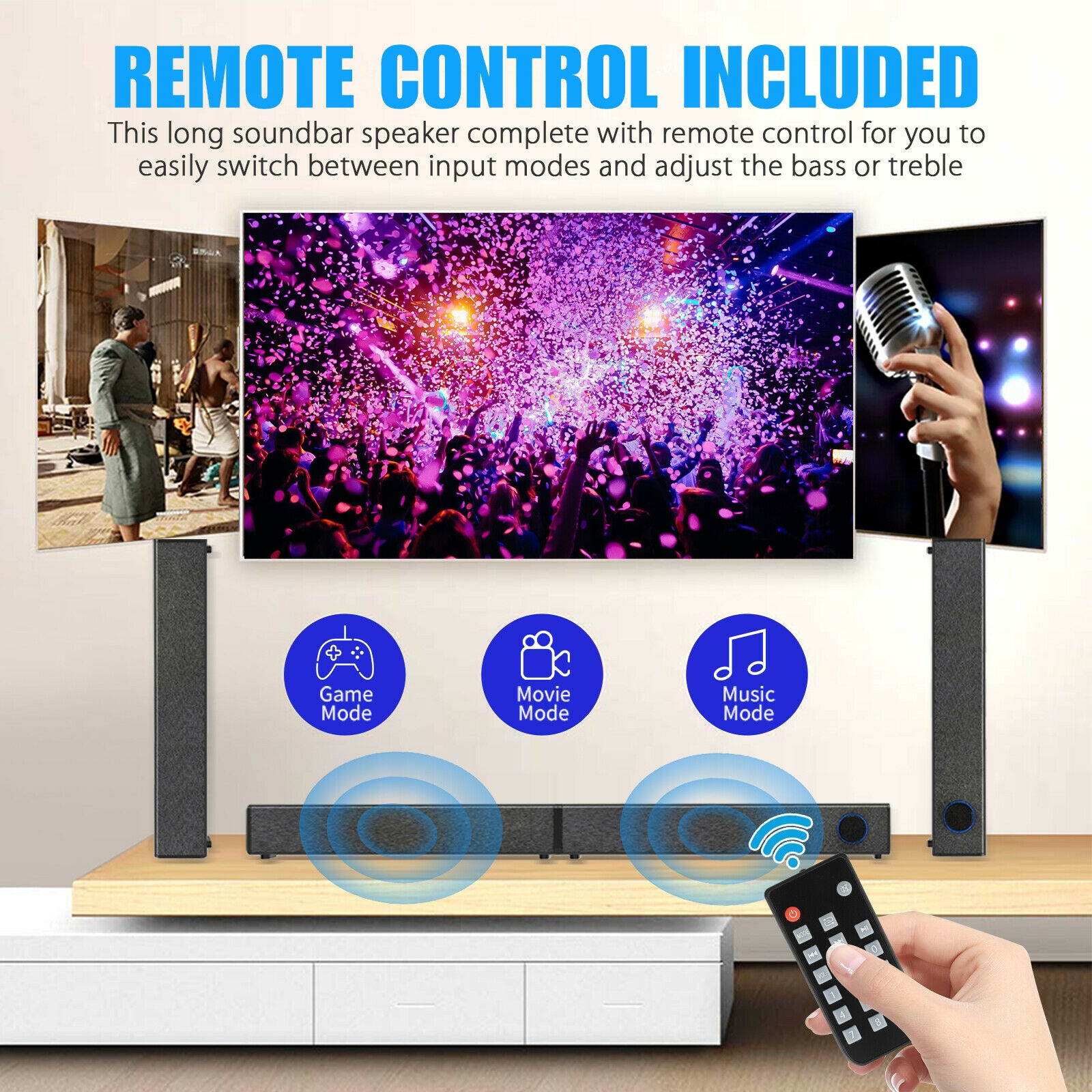 Wireless Bluetooth Speaker Sound Bar Home Theater TV Stereo Detachable Subwoofer