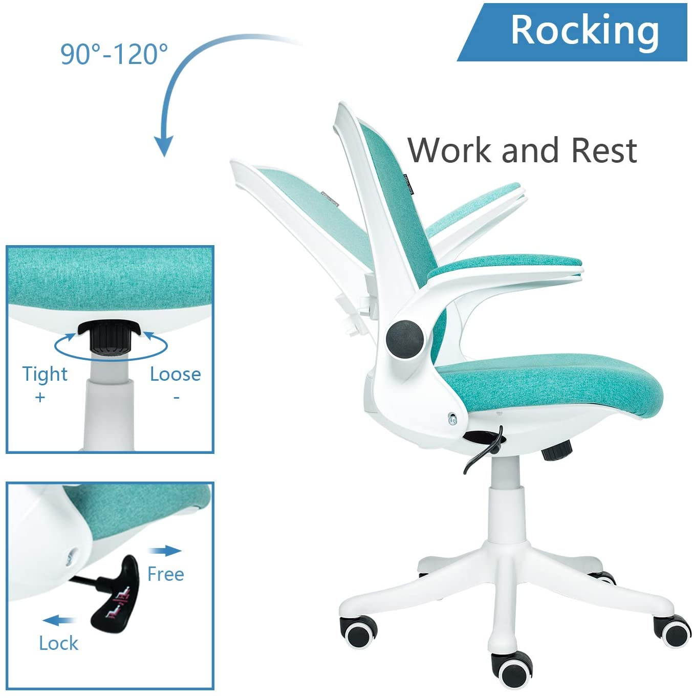 ELECWISH Office Chair Ergonomic Desk Chair Mid Mesh Back Swivel Seat Adjustable Lumbar Support Executive Chair with Flip-up Armrests