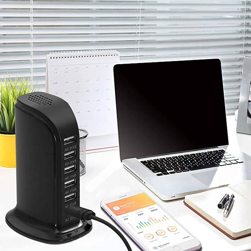 USB Wall Charger Desktop Charging Station Quick Charge 21Compatible with PhonesTablets Smartphones and MoreWhite