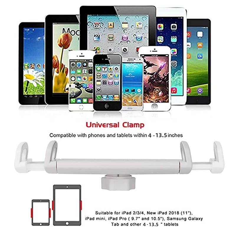 TabletPhone Clip Replacement Floor Stand Swivel 360&deg; Rotating Tablet Holder Fit for 4135quot PhoneTablets Clamp White