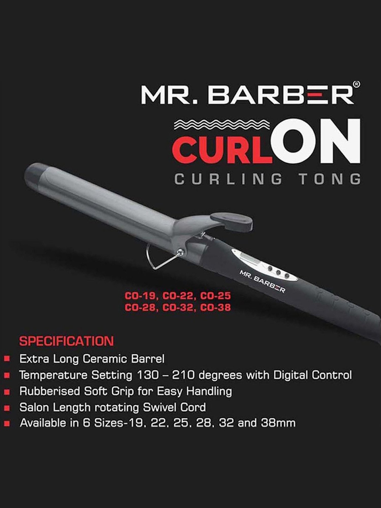 Mr. Barber Curl On CO-22 Curling Tong (Black)