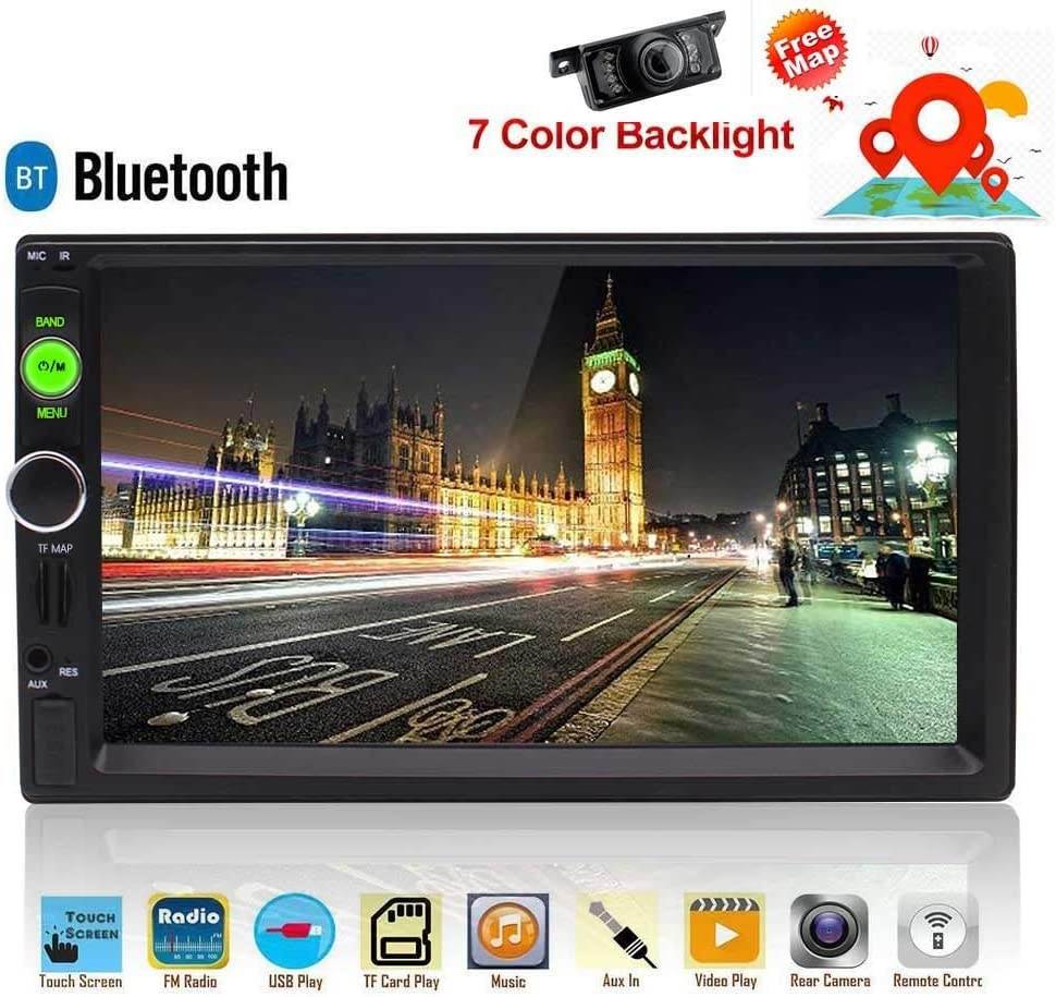 EinCar GPS Navigation + Double Din Car Stereo Autoradio Bluetooth Car Radio MP5/MP3/USB/SD/AUX in Dash Head Unit System with Backup Camera Remote Control for Universal 2 Din Vehicle GPS Map Card