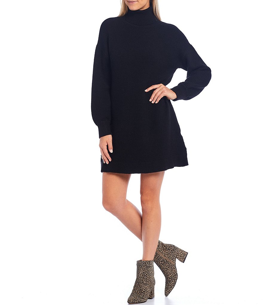 Sugarlips Oversized Turtleneck Long Puff Sleeve Sweater Dress