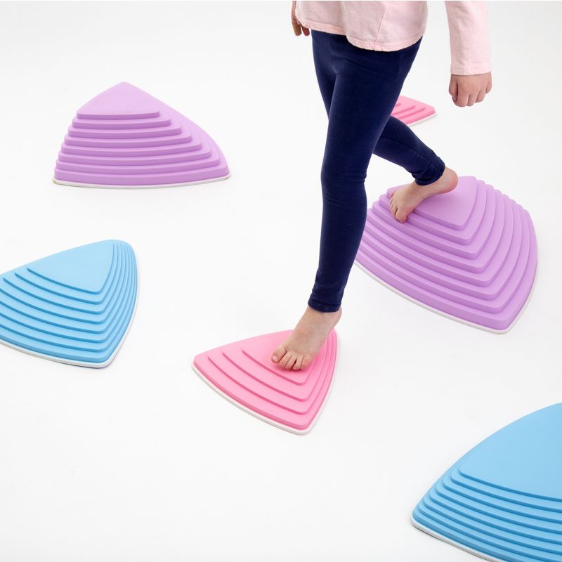 JumpOff Jo Rocksteady Balance Stepping Stones for Kids, Promotes Balance & Coordination, Set of 6 Balance Blocks, Tall Set, Pastel Colors
