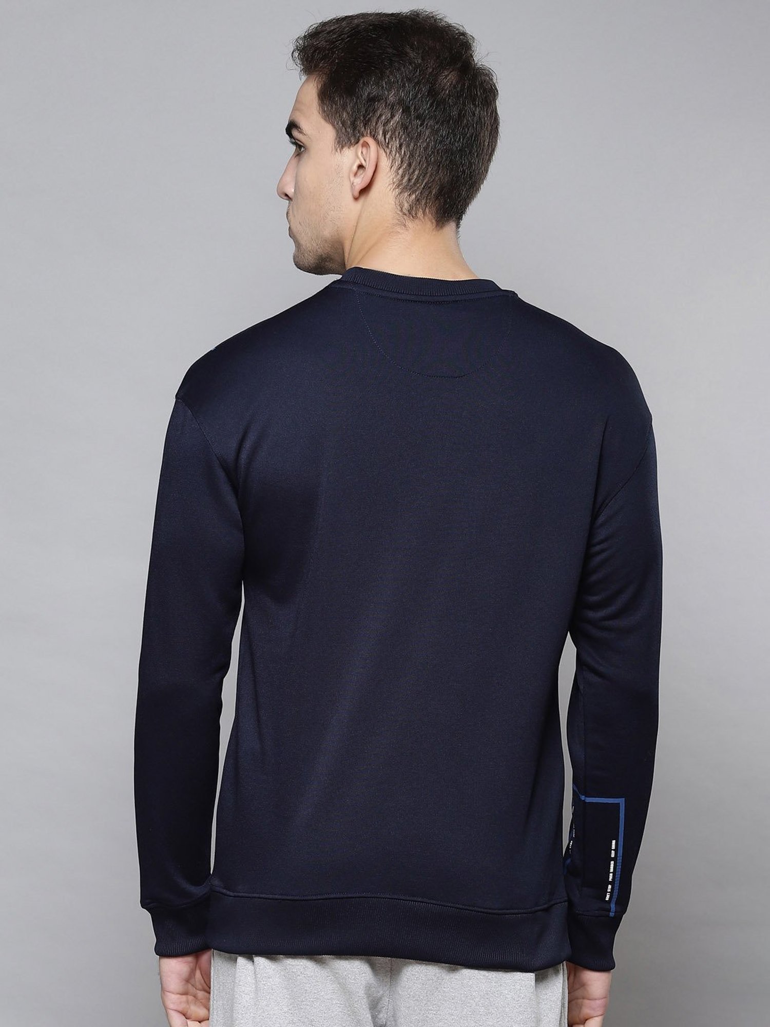 ALCIS Blue Slim Fit Printed Sweatshirt