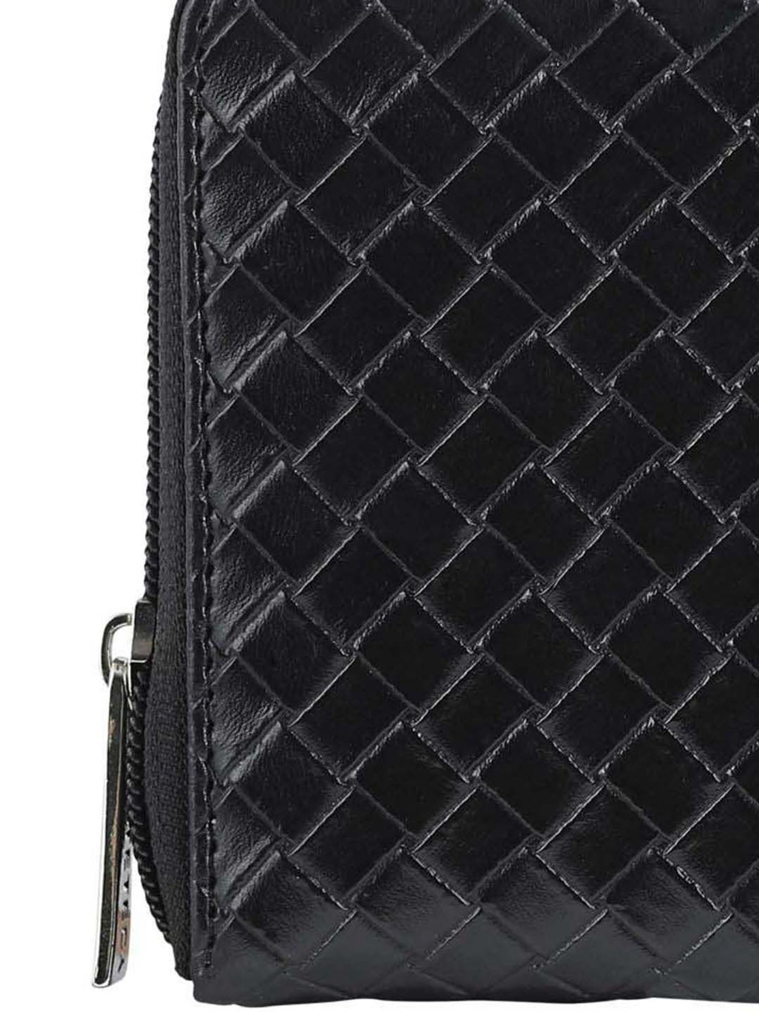 Toteteca Black Textured Zip Around Wallet for Women