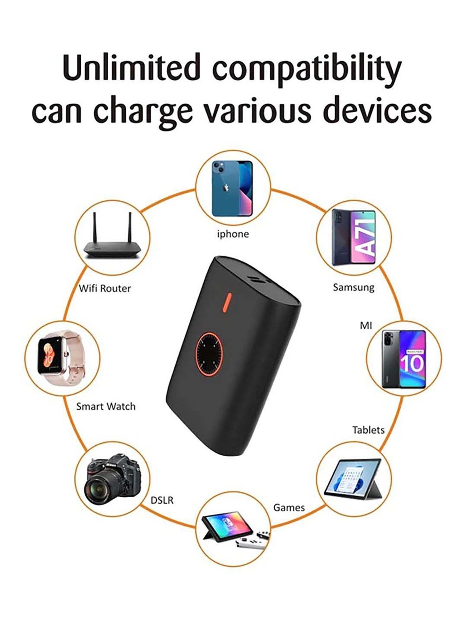 Coolnut CMPBSUN-27 Ind 10000 mAh Fast Charging Power Bank (Black)