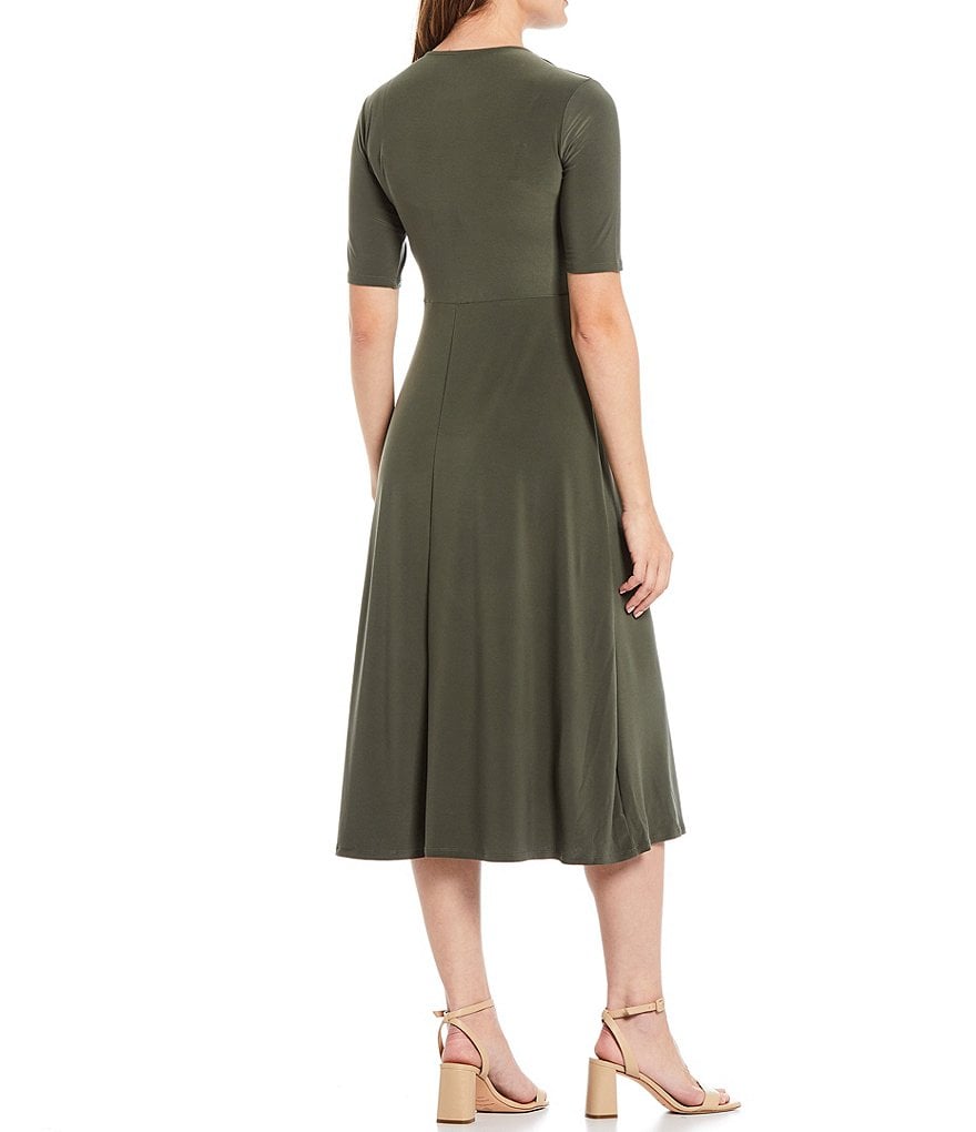 Investments Soft Separates Short Sleeve Faux Wrap Midi Dress